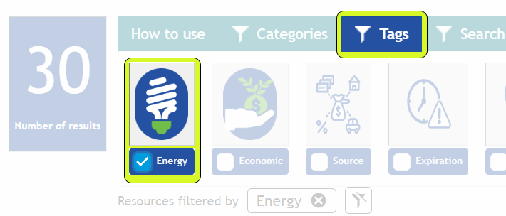 screenshot of the Tags tab selected, and the supercategories displayed